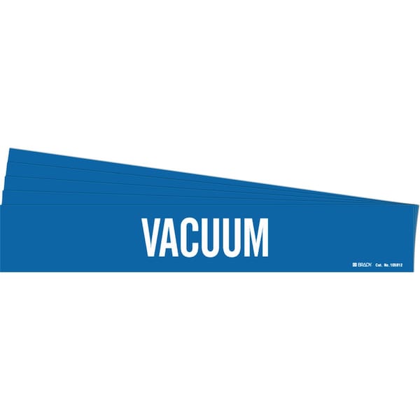VACUUM Pipe Marker Style 1 White on Blue 1 per Card, 5 PK